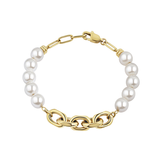 Armband Gliederarmband Edelstahl 19cm Muschelkernperle