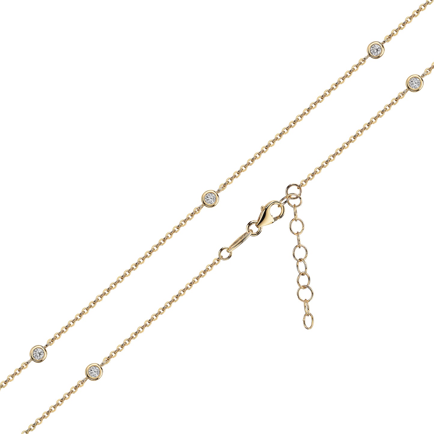 Collier Ankerkette 375/- Gold vergoldet 45,0cm Zirkonia