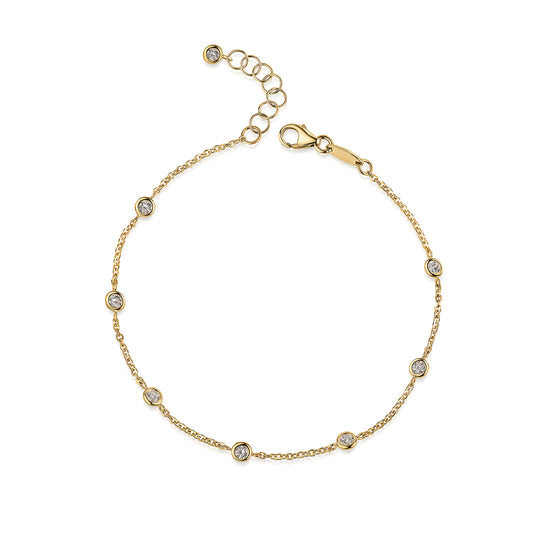 Armband Ankerkette 375/- Gold 16+2cm Zirkonia