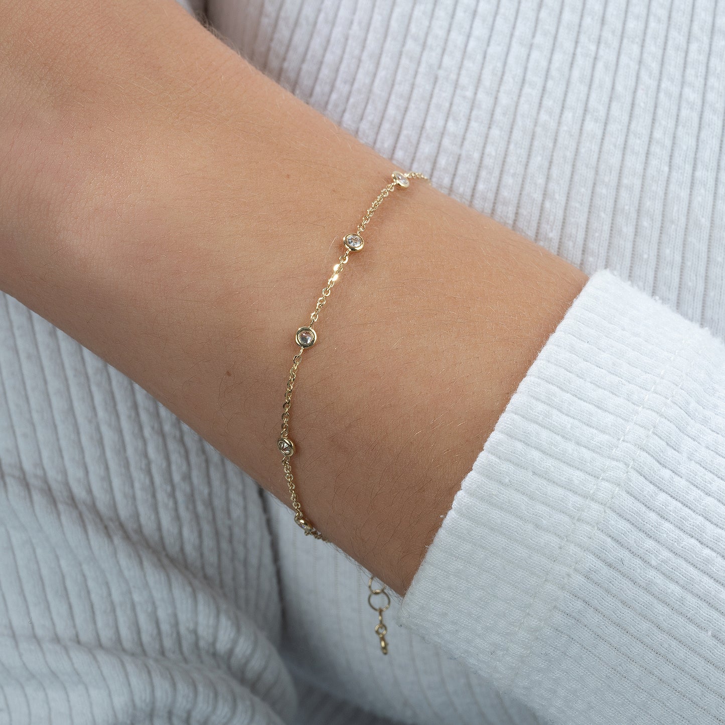 Armband Ankerkette 375/- Gold 16+2cm Zirkonia
