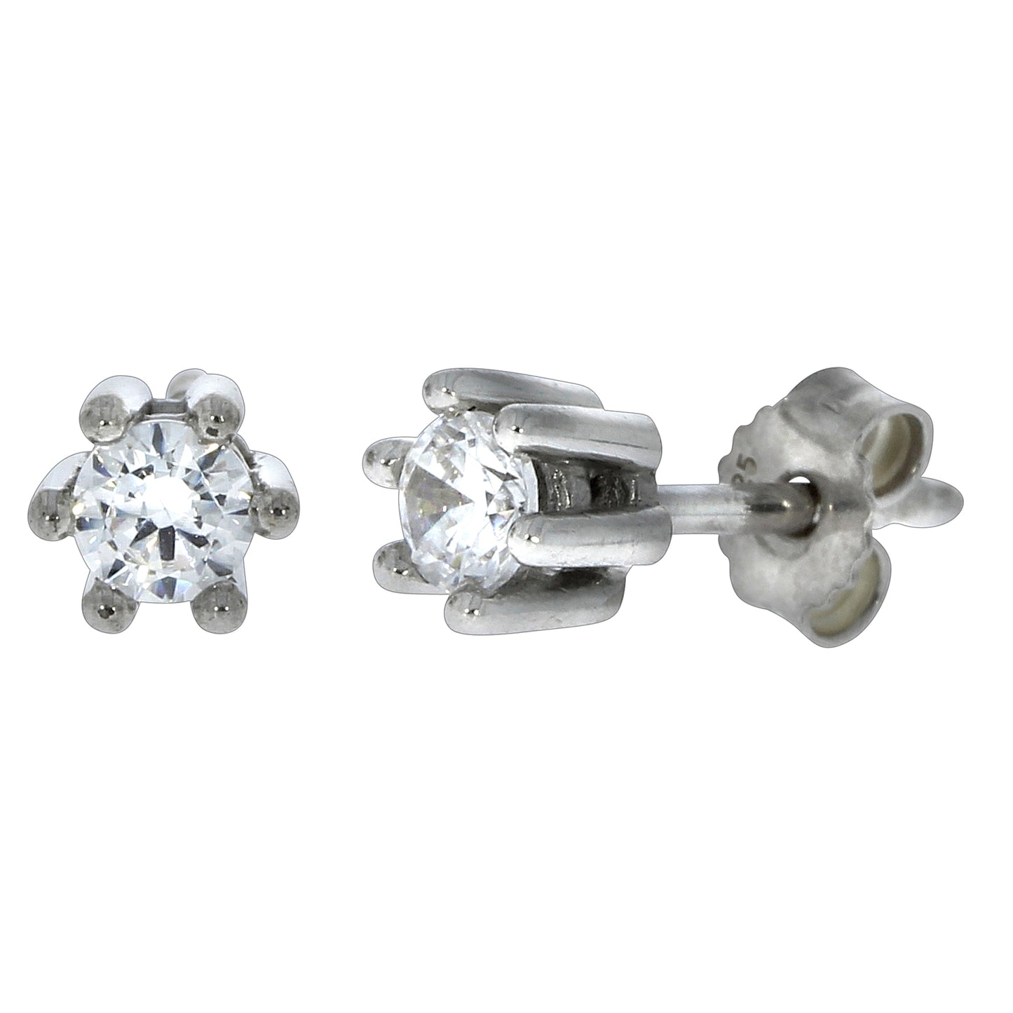 Ohrstecker 925/- Sterling Silber rhodiniert 0,4cm Zirkonia