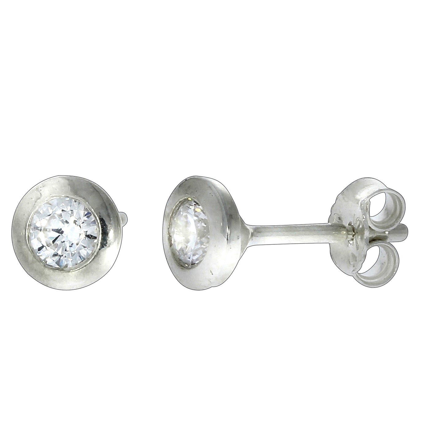 Ohrstecker 925/- Sterling Silber rhodiniert 0,6cm Zirkonia