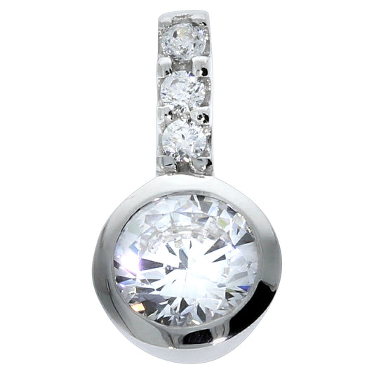 Anhänger 925/- Sterling Silber rhodiniert 1,4cm Zirkonia