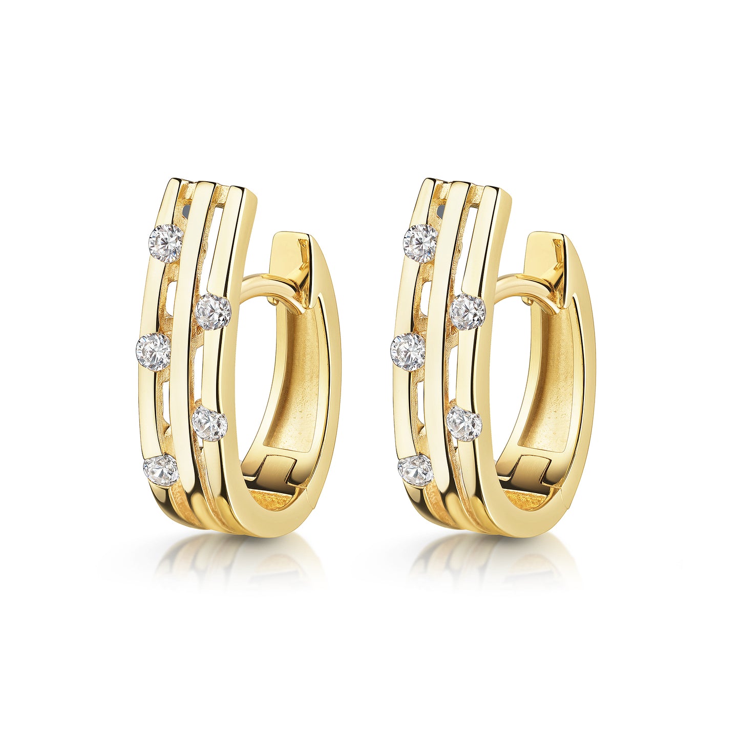 Klappcreolen 375/- Gold 1,5cm Zirkonia