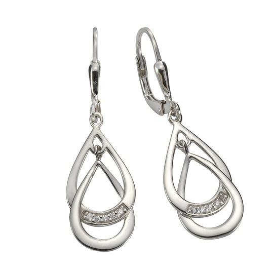 Ohrhänger 925/- Sterling Silber rhodiniert 3,8cm Zirkonia
