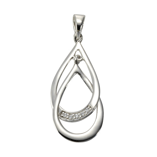 Anhänger 925/- Sterling Silber rhodiniert 2,8cm Zirkonia