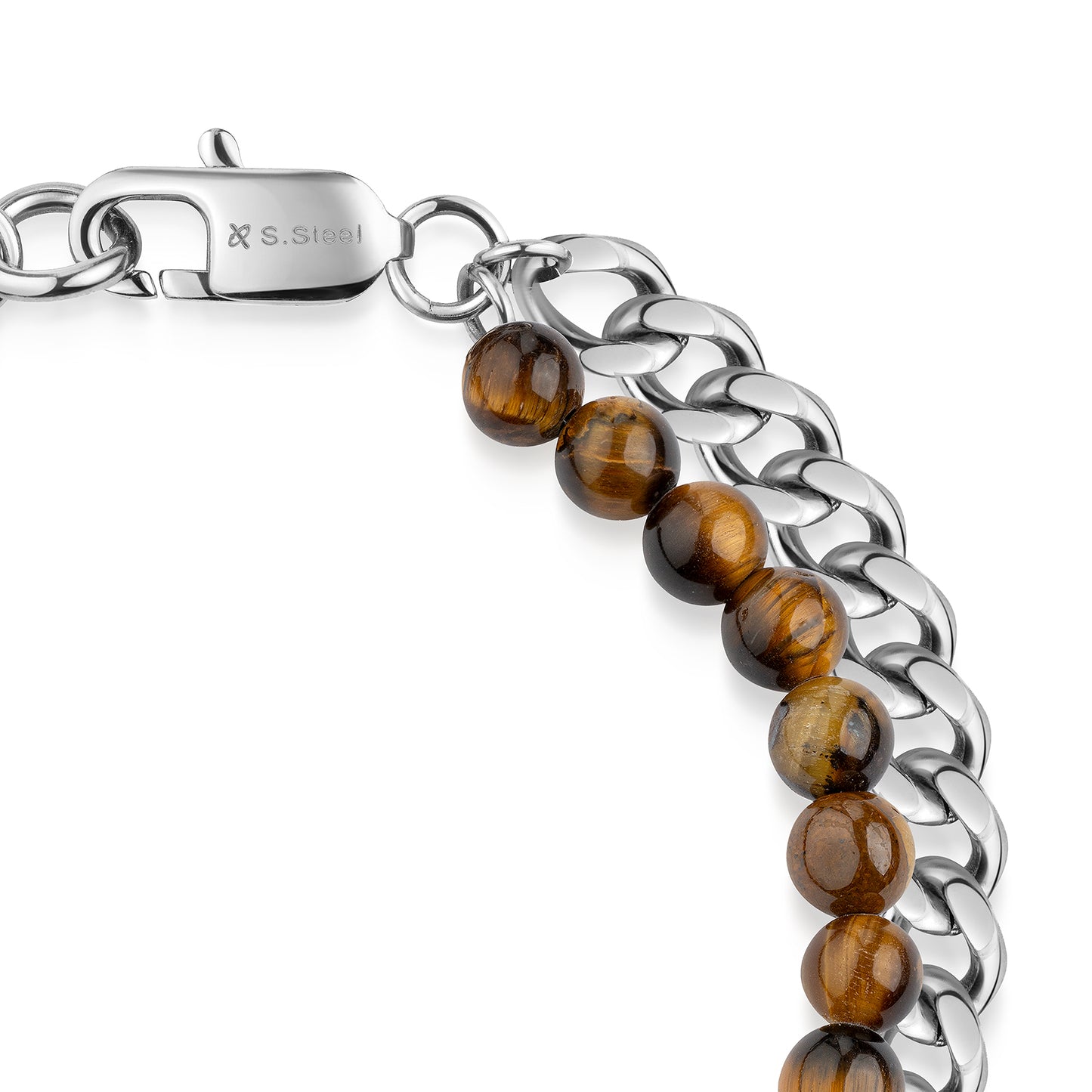 Armband Flachpanzerkette Edelstahl 21cm Tigerauge