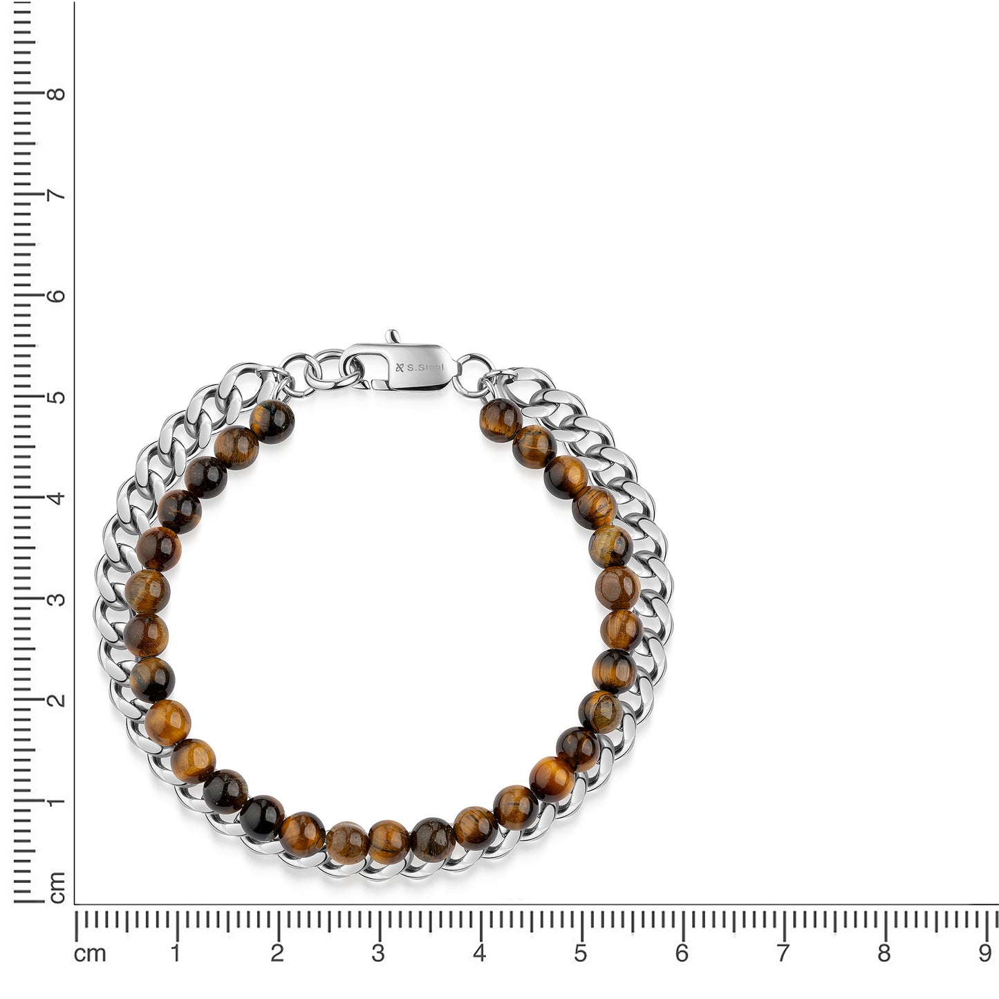 Armband Flachpanzerkette Edelstahl 21cm Tigerauge