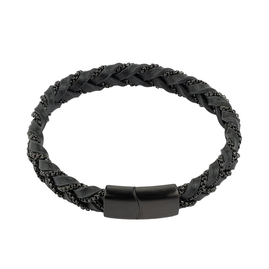 Armband Lederband Edelstahl 21cm