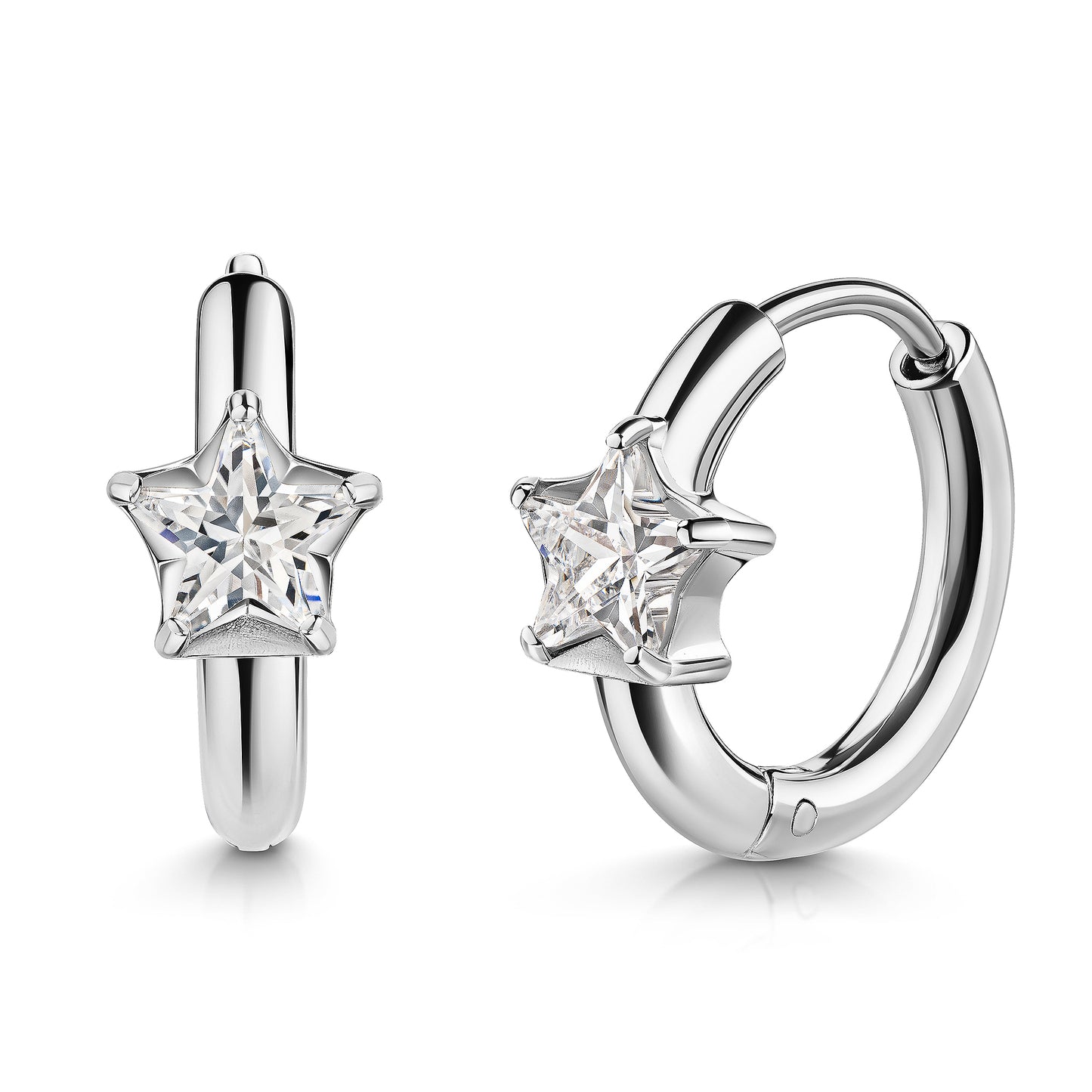 Klappcreolen Edelstahl 1,6cm Zirkonia