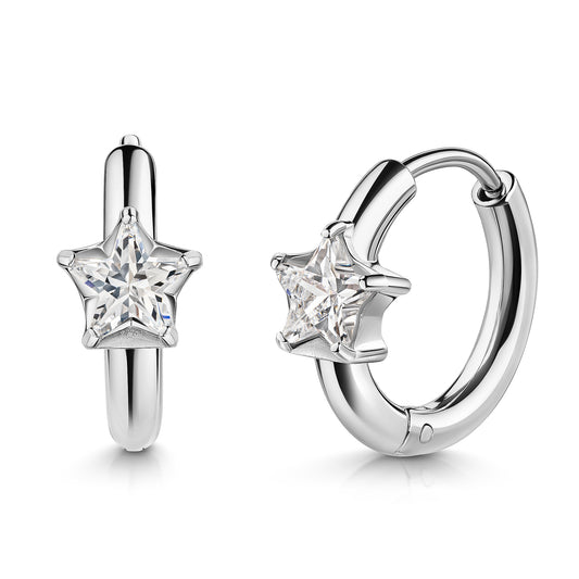 Klappcreolen Edelstahl 1,6cm Zirkonia