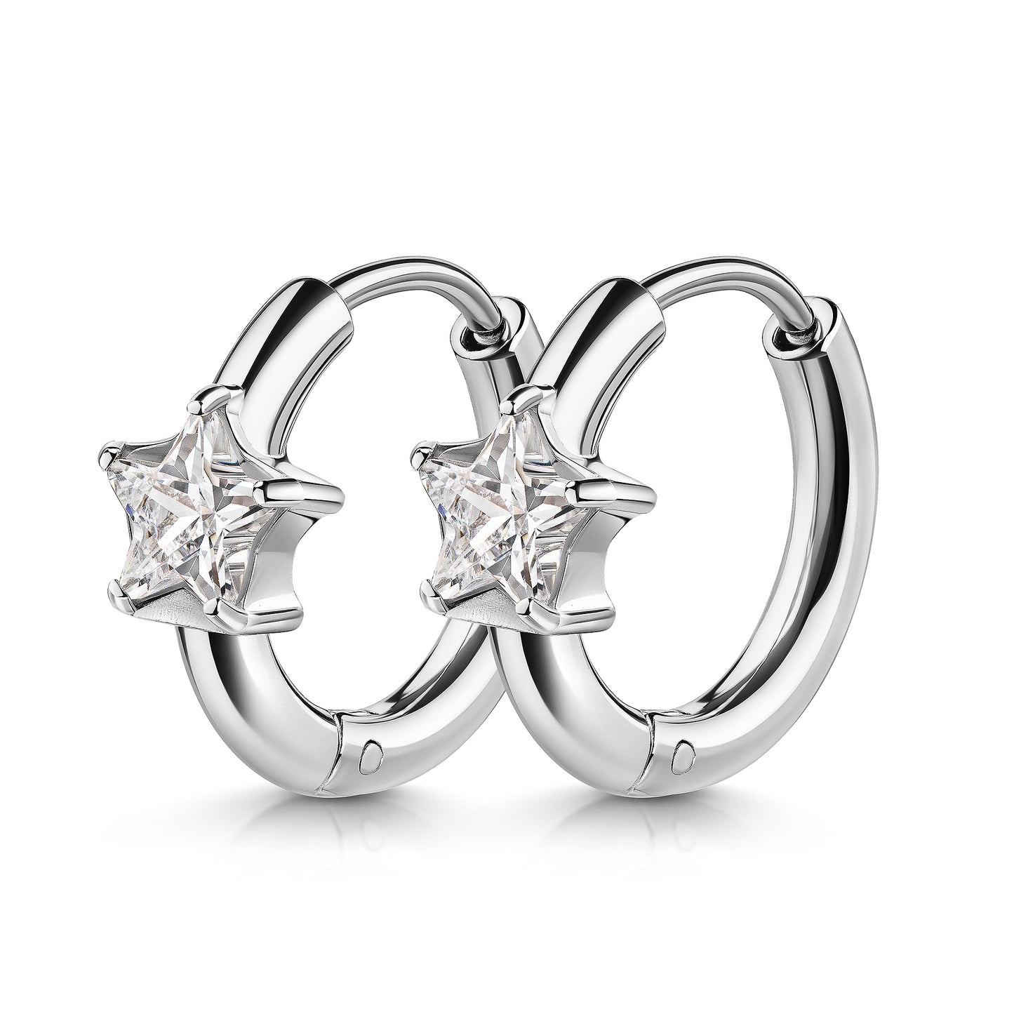 Klappcreolen Edelstahl 1,6cm Zirkonia