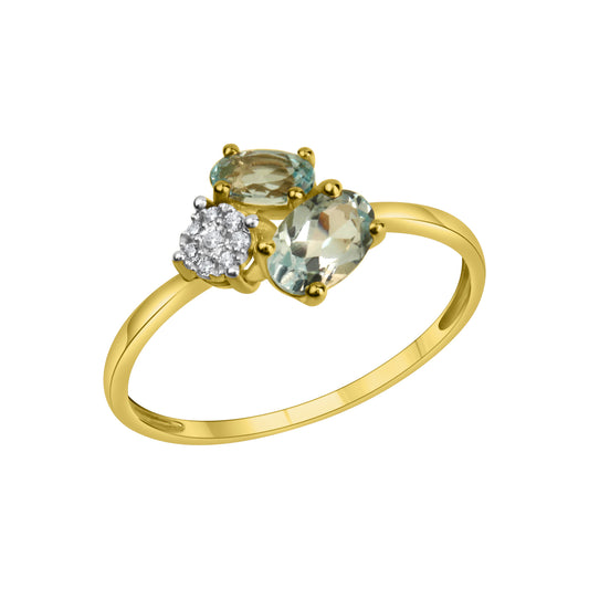 Ring 375/- Gold rhodiniert (teil) Blautopas beh.