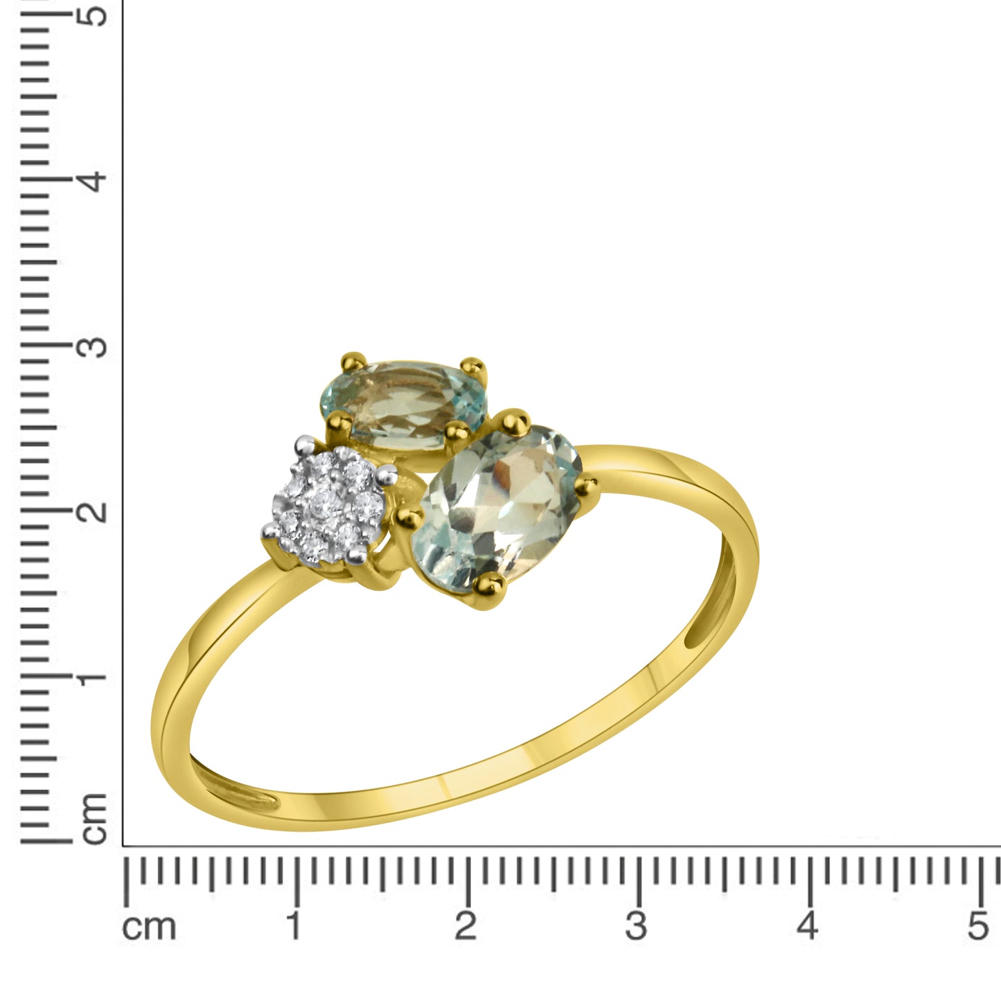 Ring 375/- Gold rhodiniert (teil) Blautopas beh.