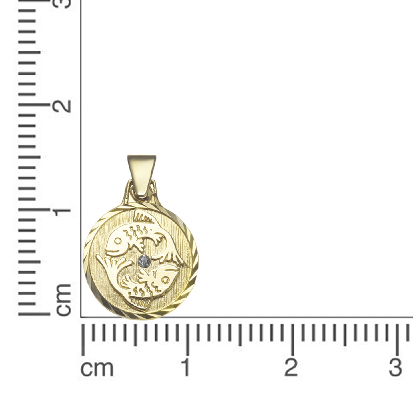 Anhänger Sternzeichen Fische 333/- Gold 1,7cm Kristall