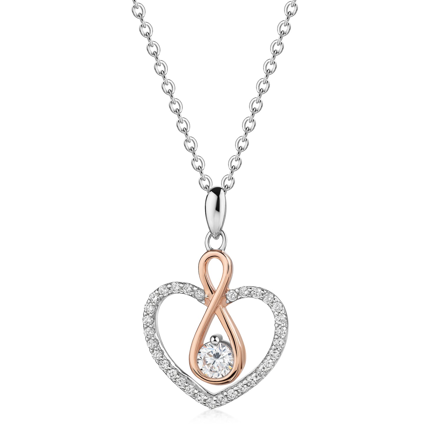 Anhänger mit Kette Ankerkette 925/- Sterling Silber rotvergoldet 45,0cm Zirkonia