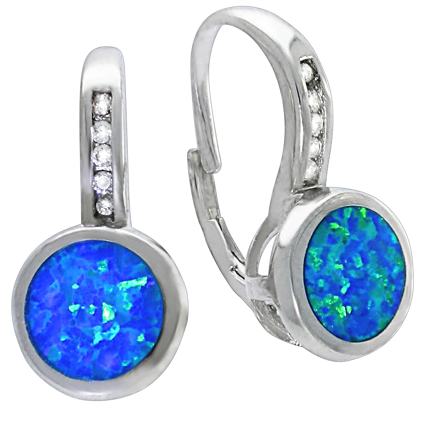 Ohrhänger 925/- Sterling Silber rhodiniert 2,0cm synth. Opal