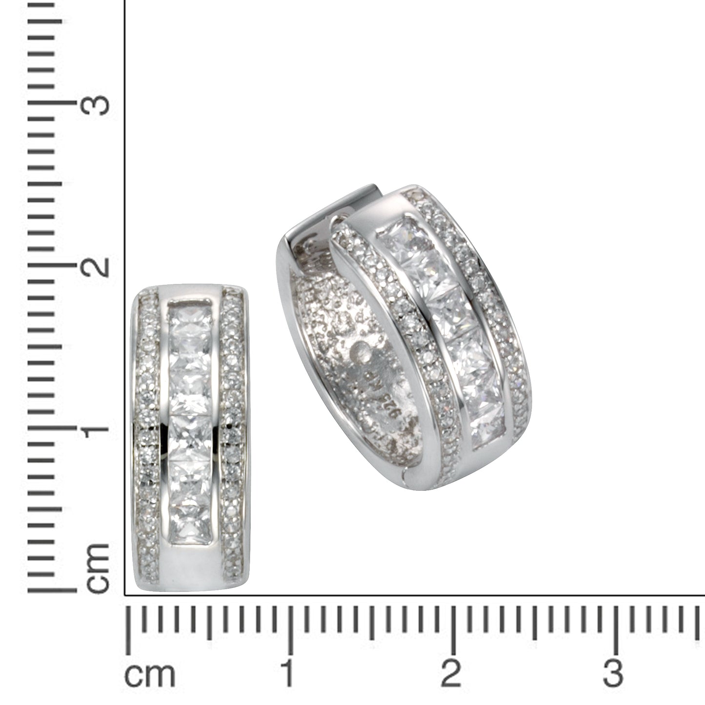Ohrring 925/- Sterling Silber rhodiniert 1,9cm Zirkonia 0,195