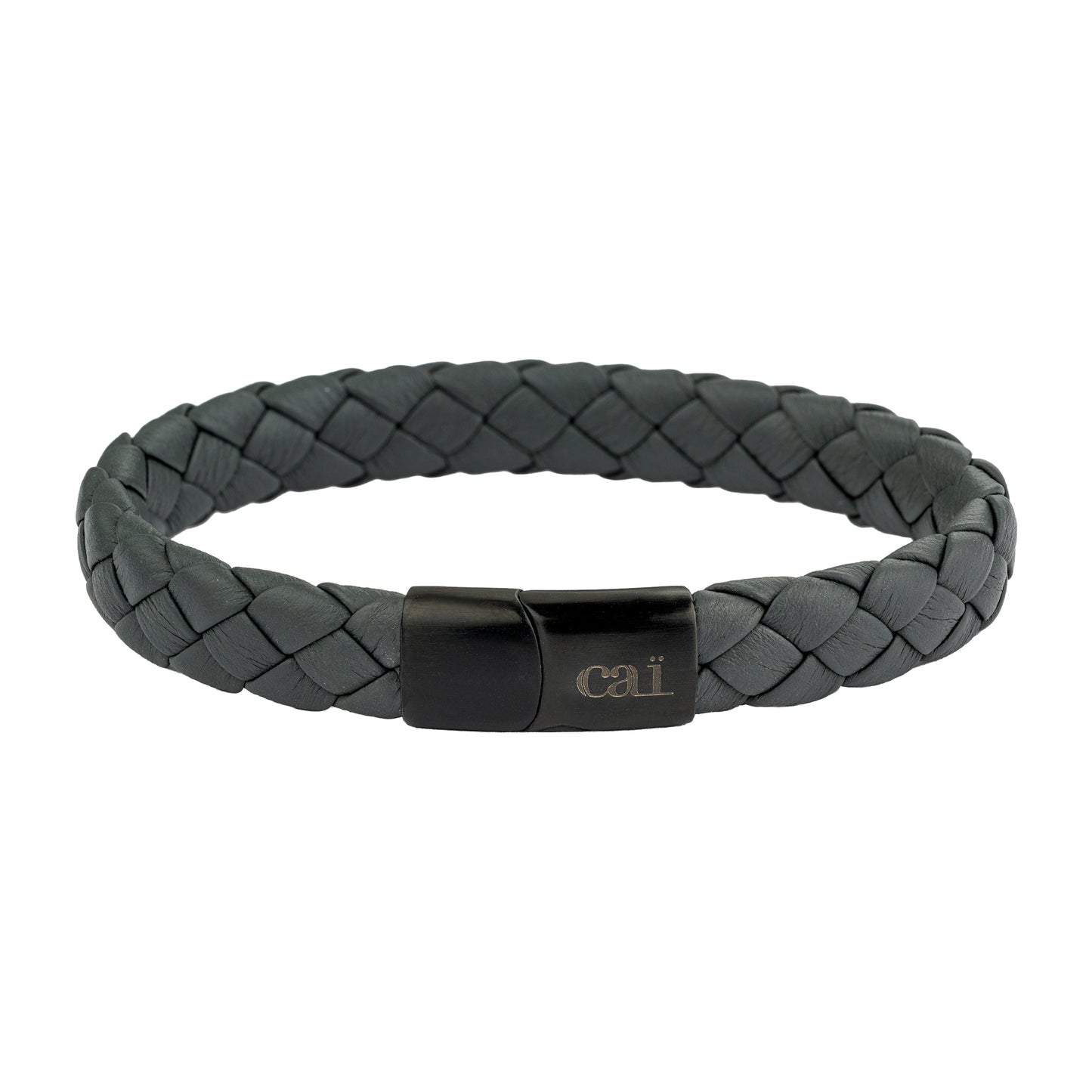 cai Armband Lederarmband geflochten anthrazit 21cm Lederband Edelstahl 21cm ohne Stein