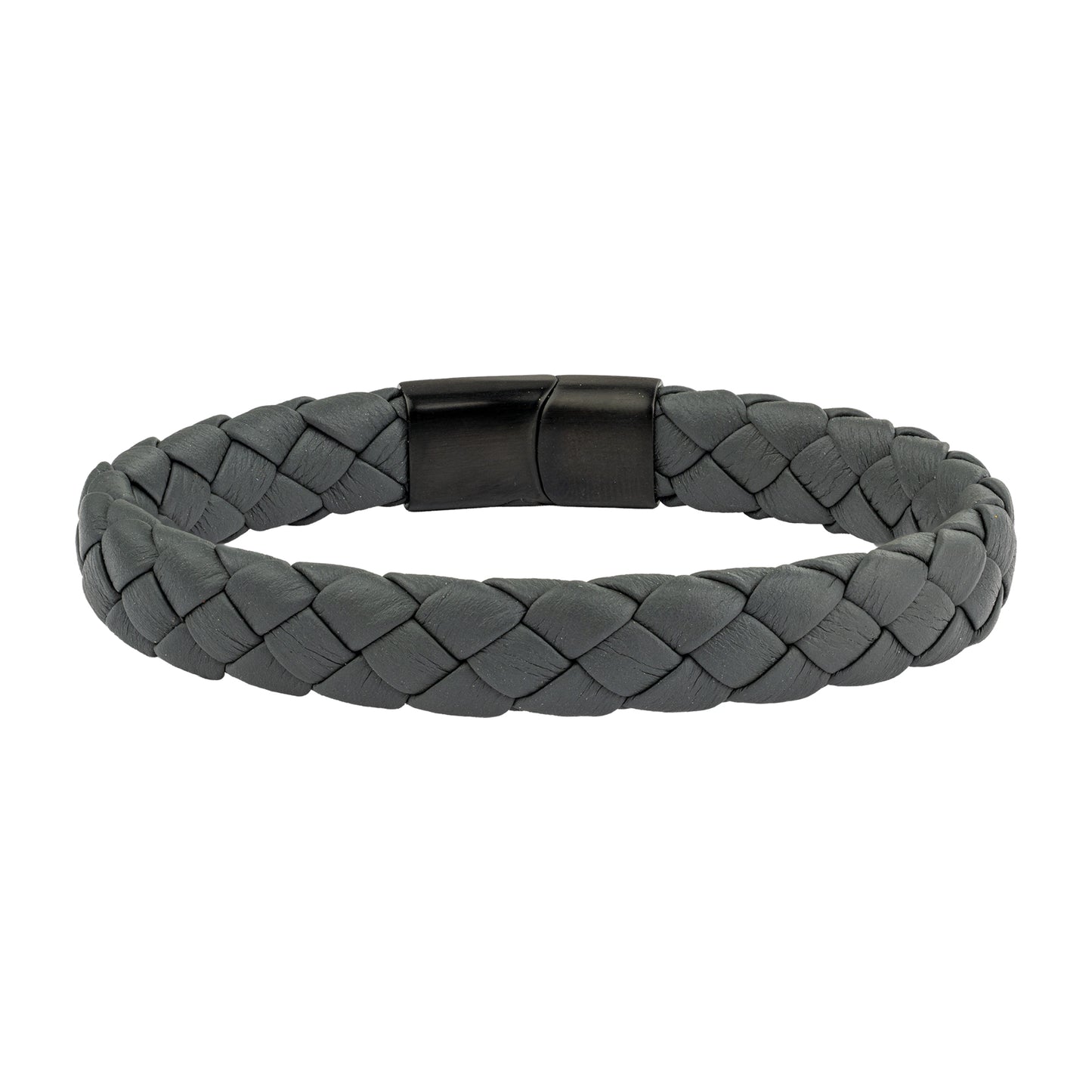 cai Armband Lederarmband geflochten anthrazit 21cm Lederband Edelstahl 21cm ohne Stein