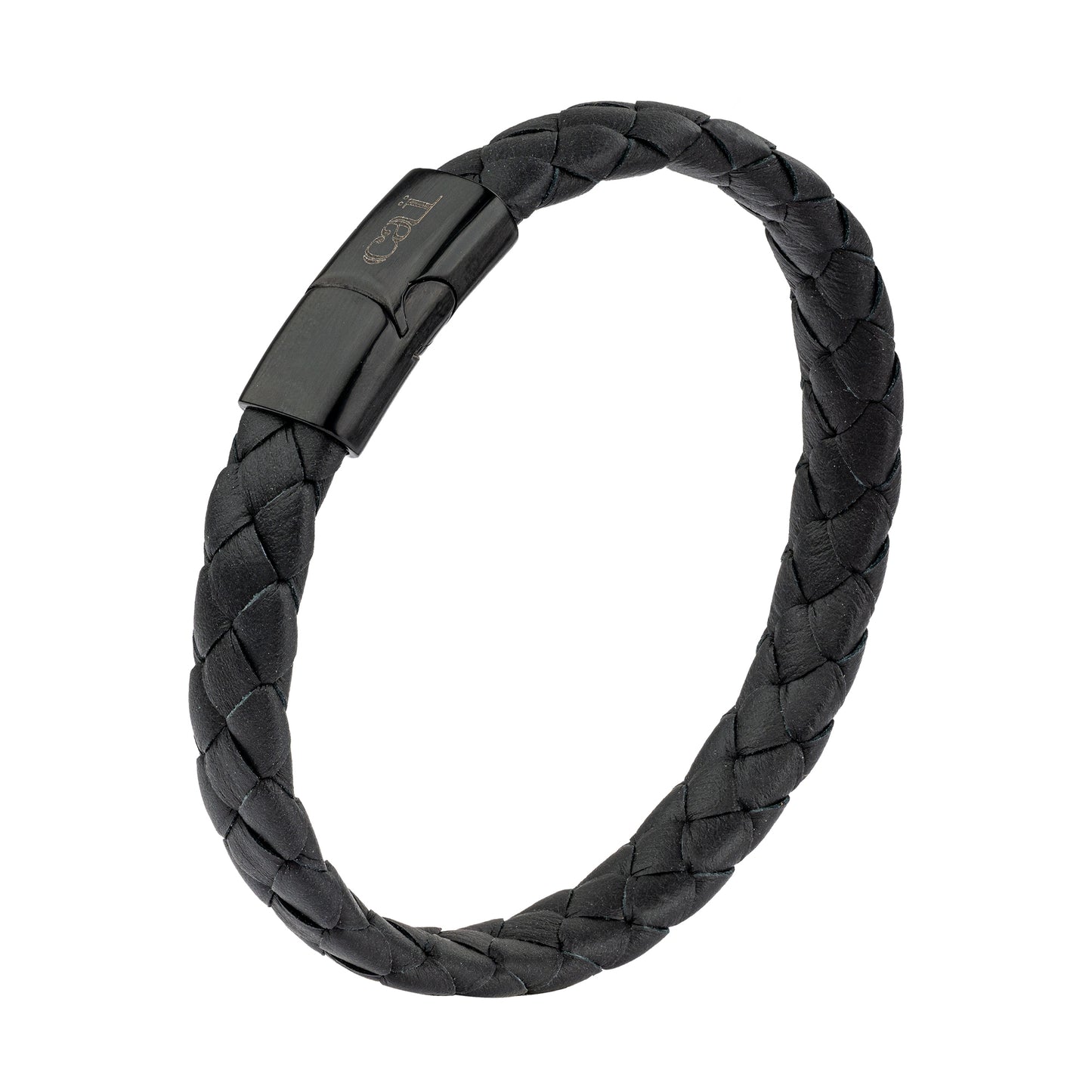 cai Armband Lederarmband geflochten schwarz 21cm Lederband Edelstahl 21cm ohne Stein