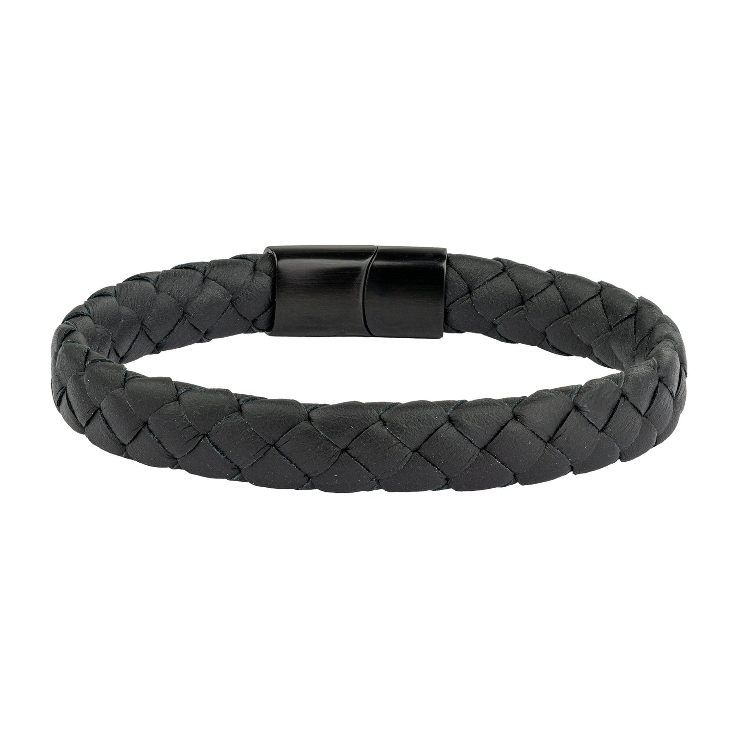 cai Armband Lederarmband geflochten schwarz 21cm Lederband Edelstahl 21cm ohne Stein