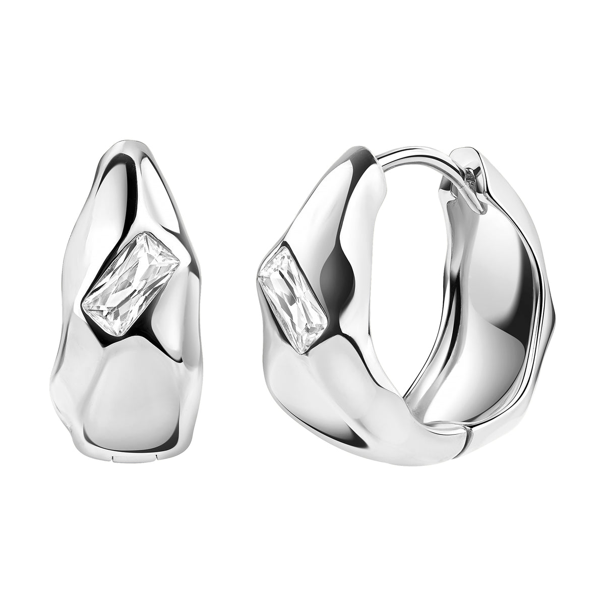 cai Ohrringe 925/- Sterling Silber rhodiniert 1,5cm Zirkonia