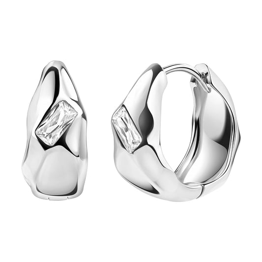 cai Ohrringe 925/- Sterling Silber rhodiniert 1,5cm Zirkonia