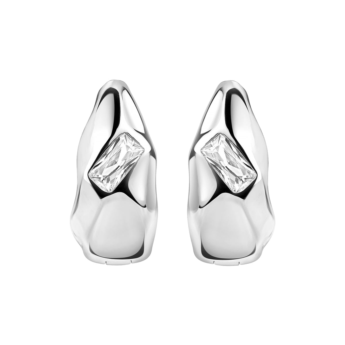 cai Ohrringe 925/- Sterling Silber rhodiniert 1,5cm Zirkonia