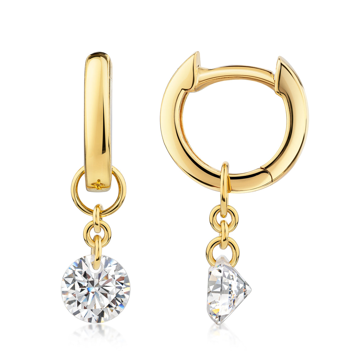 Klappcreolen 925/- Sterling Silber vergoldet 1,9cm Zirkonia