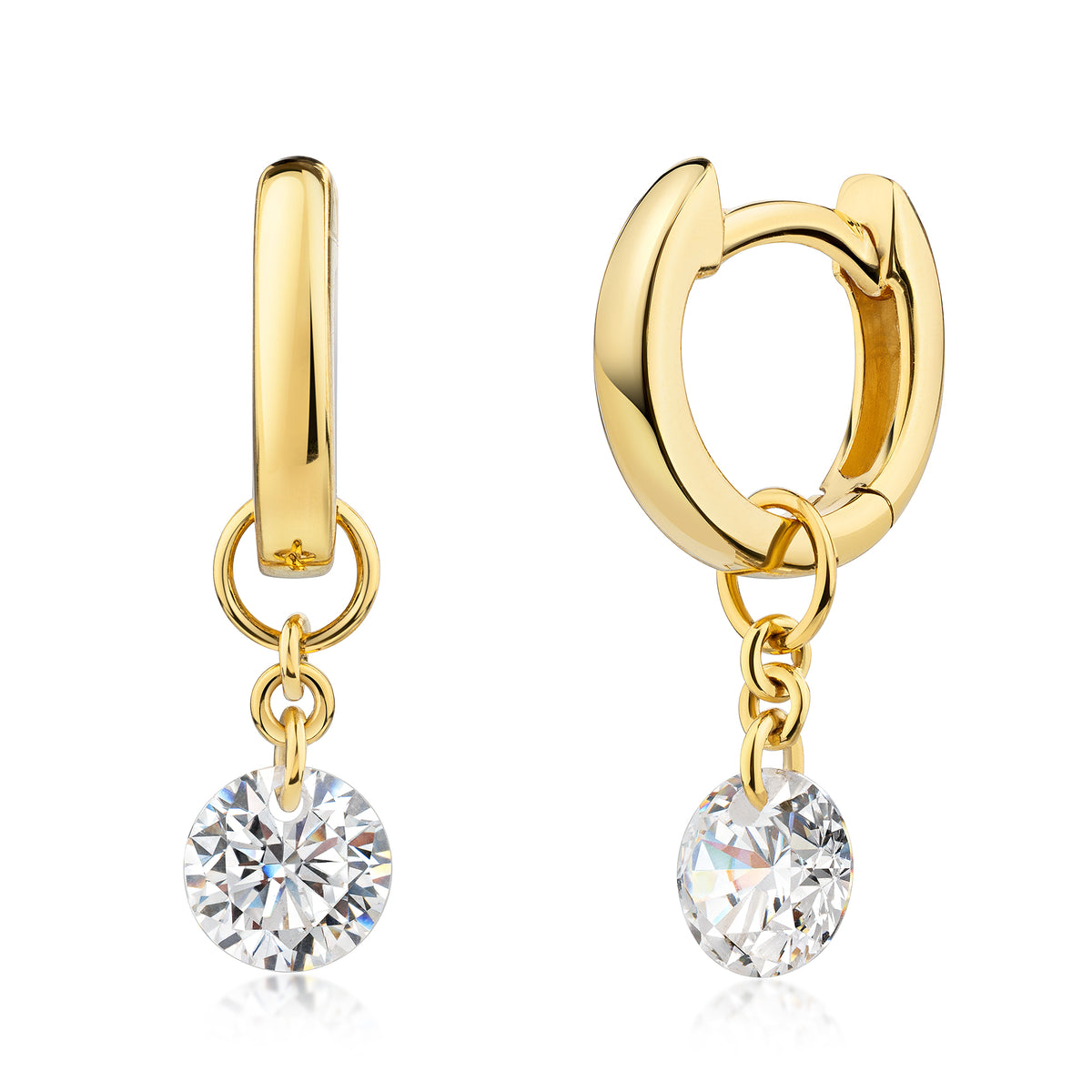 Klappcreolen 925/- Sterling Silber vergoldet 1,9cm Zirkonia