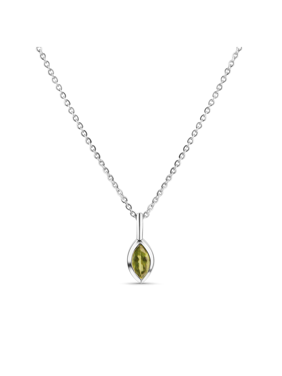 Anhänger mit Kette Ankerkette 925/- Sterling Silber Rhodiniert 45,0cm Peridot
