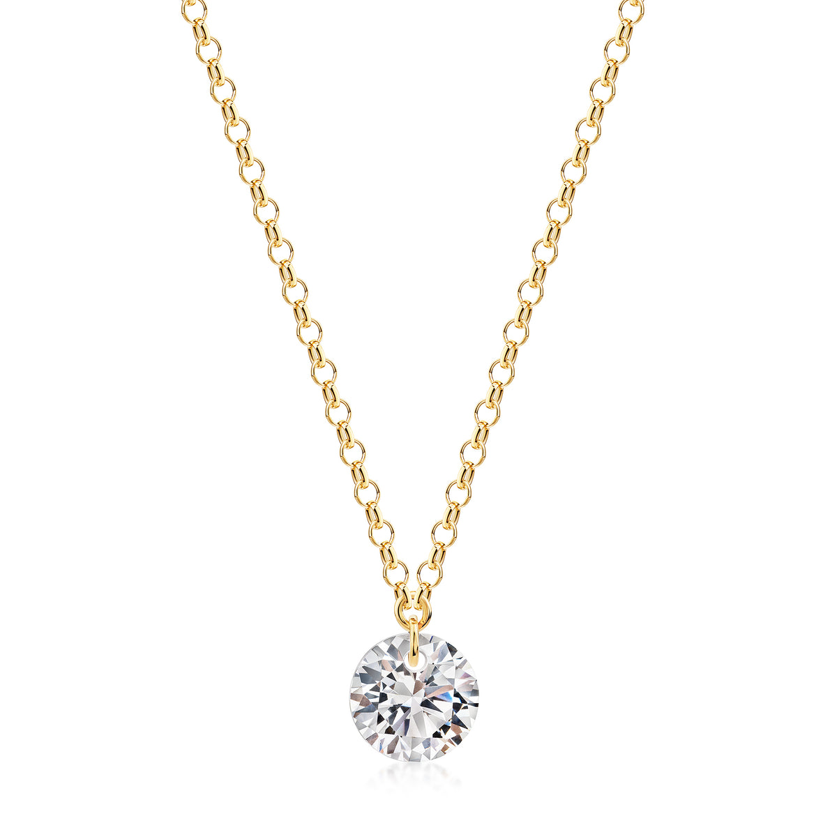 Collier Ankerkette 925/- Sterling Silber vergoldet 43,0cm Zirkonia
