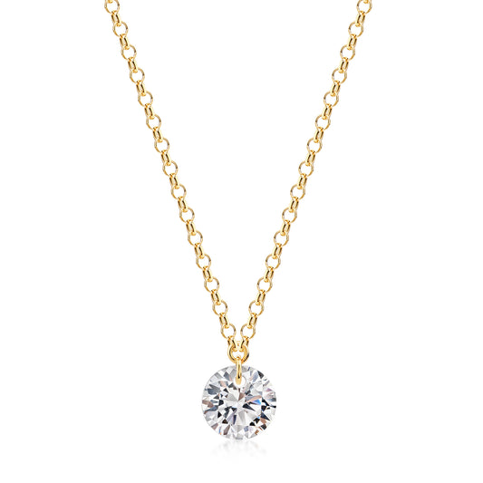 Collier Ankerkette 925/- Sterling Silber vergoldet 43,0cm Zirkonia