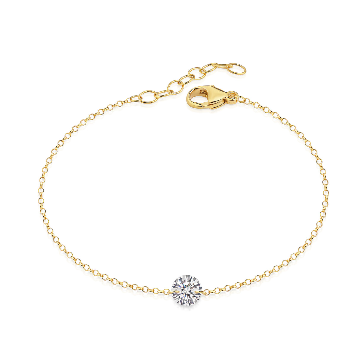 Armband Ankerkette 925/- Sterling Silber vergoldet 21,0cm Zirkonia