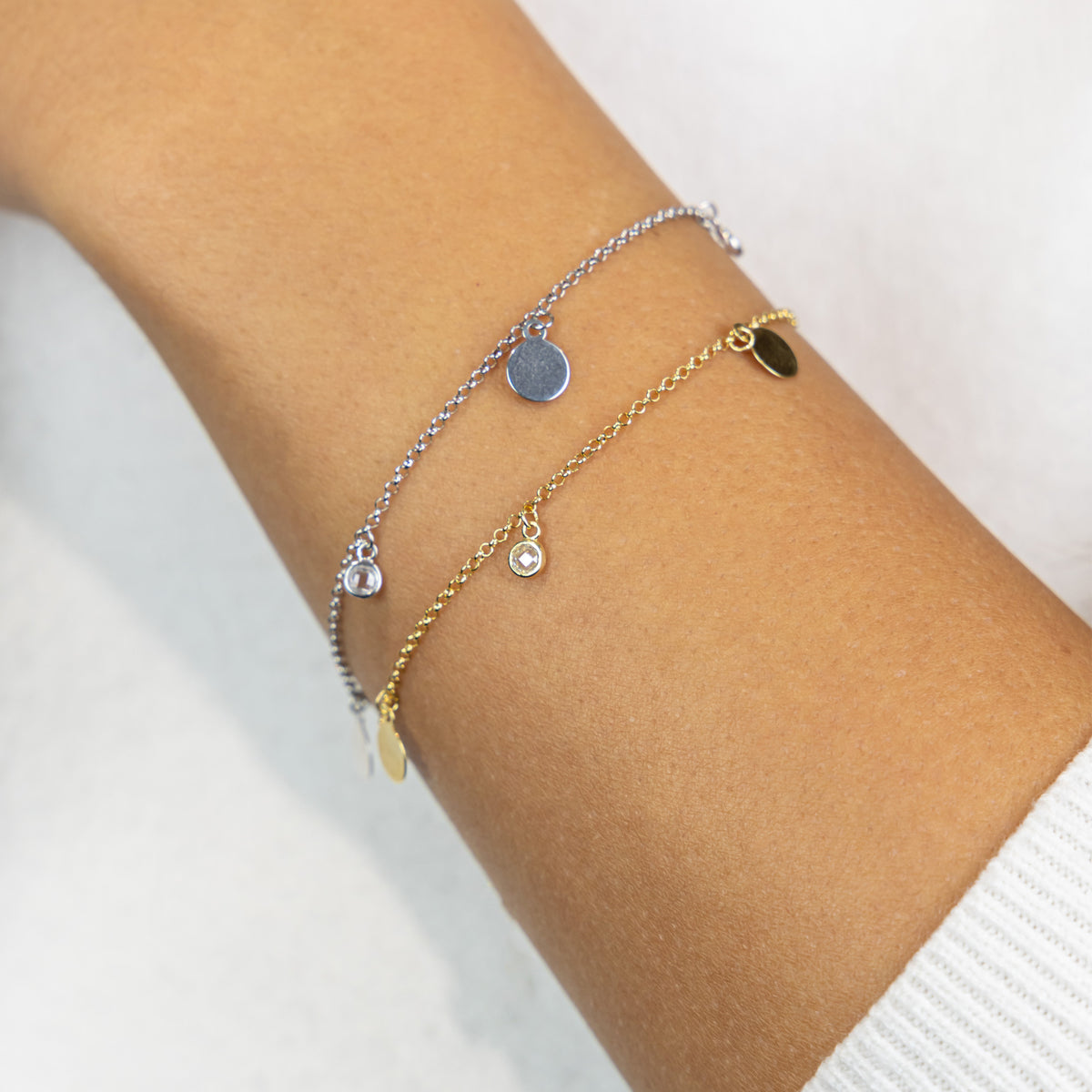 Armband Erbskette 925/- Sterling Silber vergoldet 19,0cm Zirkonia