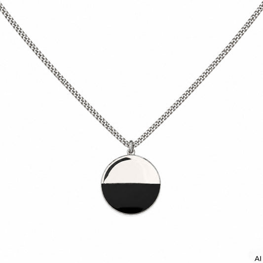 Halskette Panzerkette 925/- Sterling Silber rhodiniert 60cm Onyx