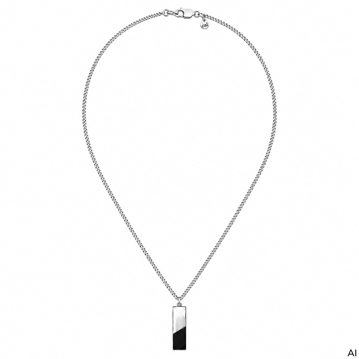 Halskette Panzerkette 925/- Sterling Silber rhodiniert 60cm Onyx