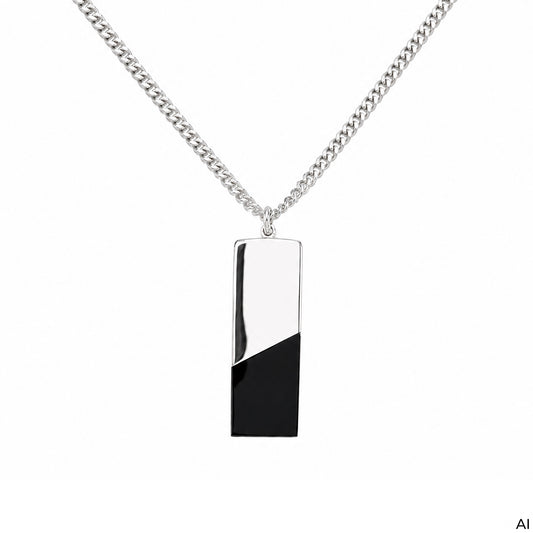 Halskette Panzerkette 925/- Sterling Silber rhodiniert 60cm Onyx