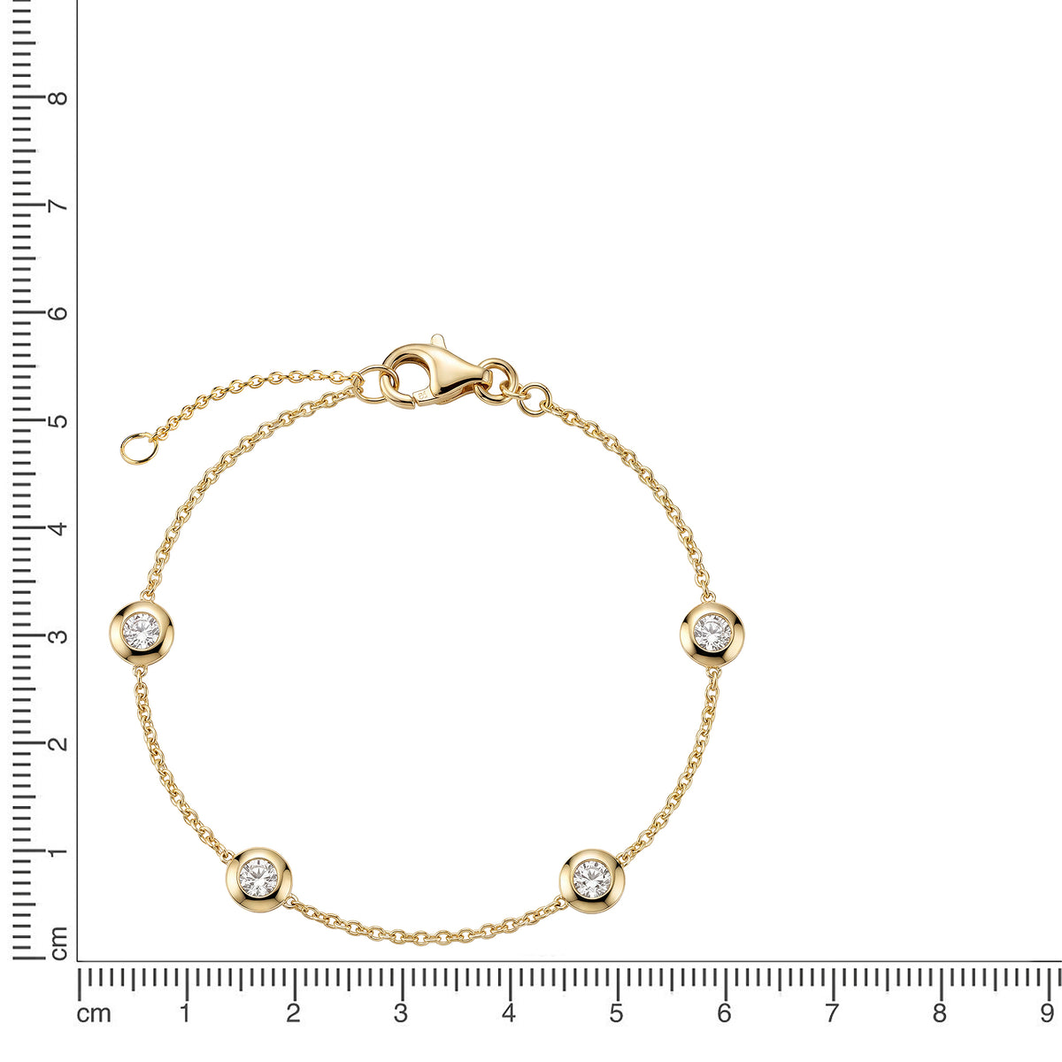 Armband Ankerkette 375/- Gold vergoldet 17+2cm Zirkonia