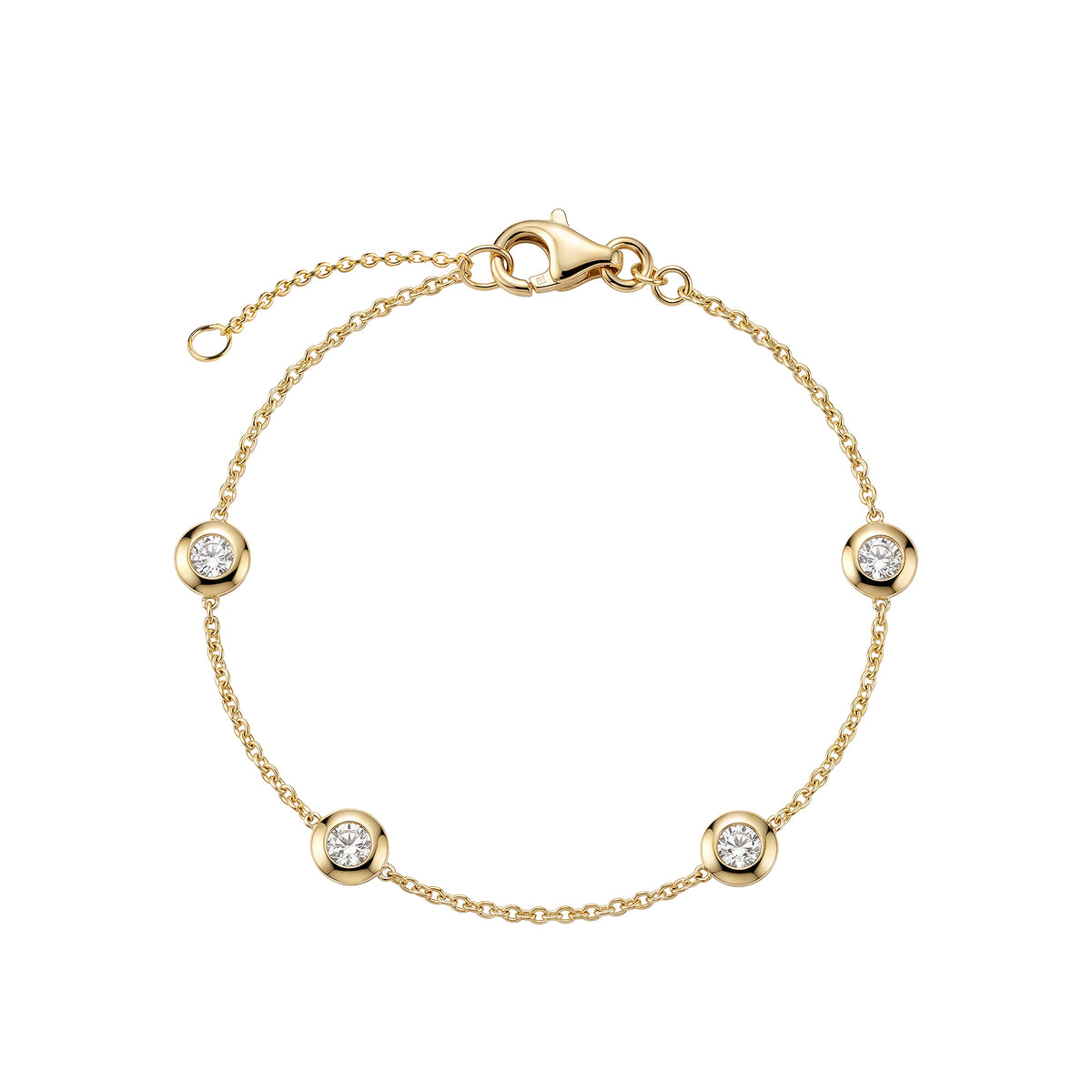 Armband Ankerkette 375/- Gold vergoldet 17+2cm Zirkonia
