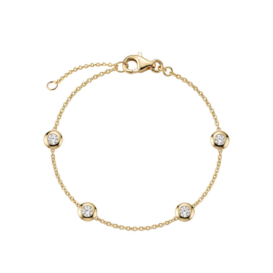 Armband Ankerkette 375/- Gold vergoldet 17+2cm Zirkonia
