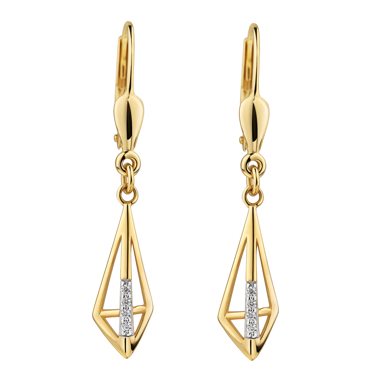 Ohrhänger 375/- Gold vergoldet 3,3cm Zirkonia