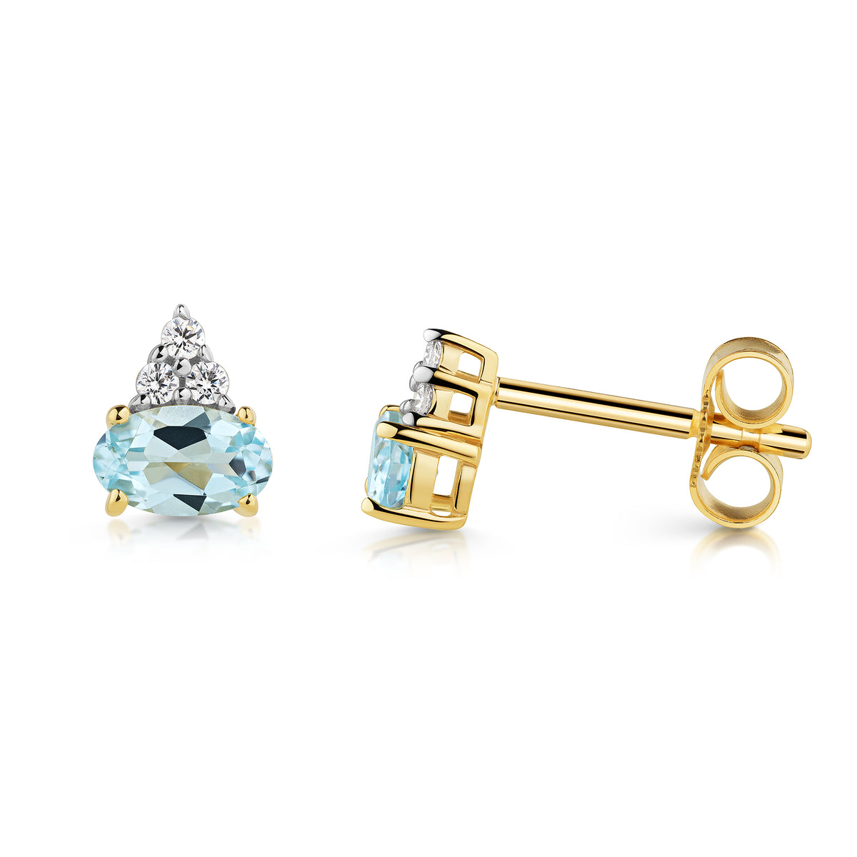 Ohrstecker 375/- Gold vergoldet 0,6cm Blautopas beh.