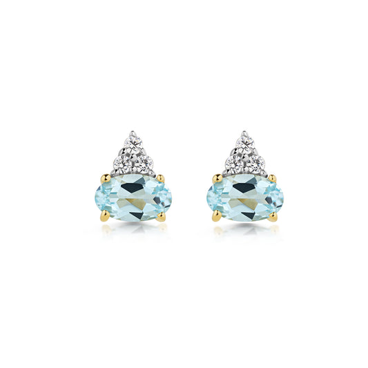 Ohrstecker 375/- Gold vergoldet 0,6cm Blautopas beh.