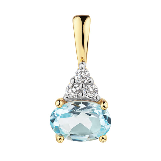 Anhänger 375/- Gold vergoldet 12,4mm Blautopas beh.