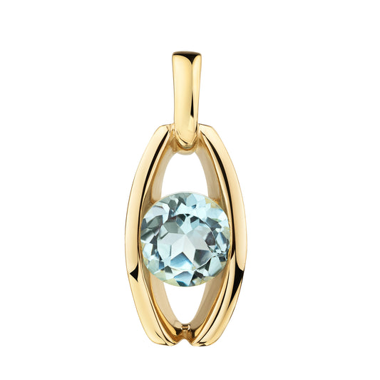 Anhänger 375/- Gold vergoldet 16mm Blautopas beh.