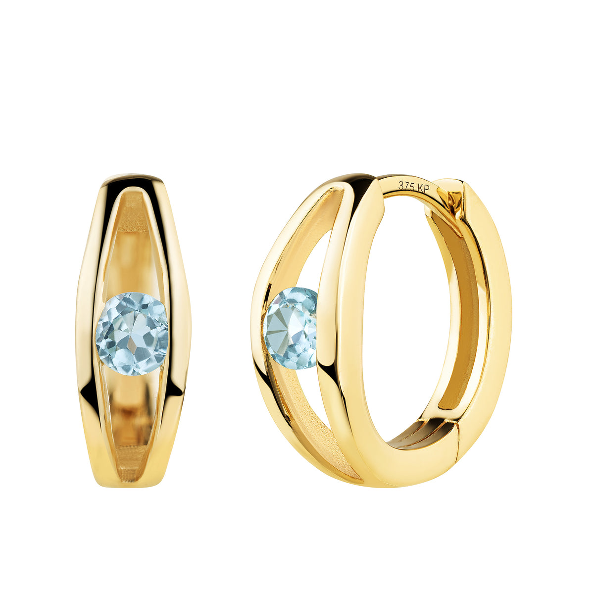 Creole 375/- Gold vergoldet 1,1cm Blautopas beh.