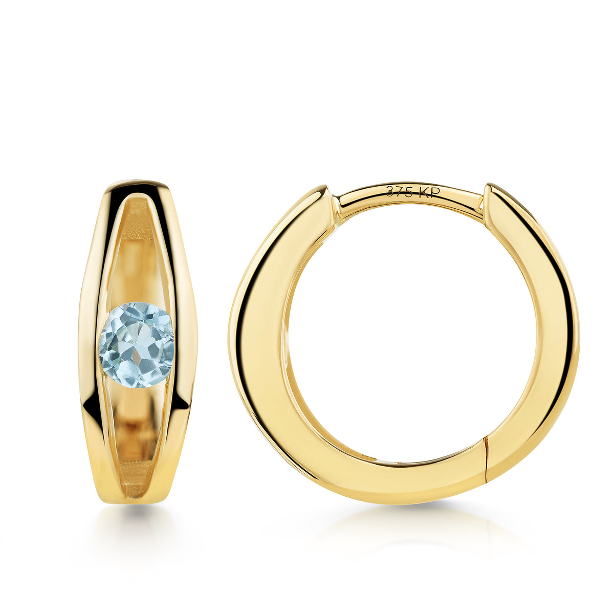 Creole 375/- Gold vergoldet 1,1cm Blautopas beh.