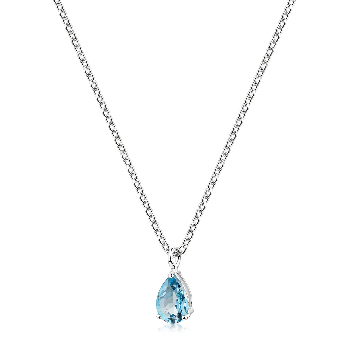 Anhänger mit Kette Ankerkette 925/- Sterling Silber rhodiniert 45,0cm Blautopas beh.